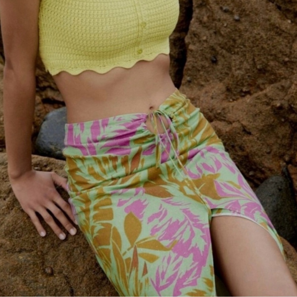Zara Green and Pink Tropical Skirt
